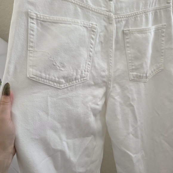 Free People Stride High Waist Wide Leg Jeans White Coton Pants - Picture 9 of 11